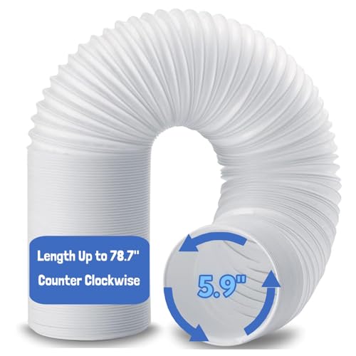 Kastetards Portable Air Conditioner Hose,- 5.9 Inch Diameter,80" Length,Anti-Clockwise Thread Air Conditioner Exhaust Vent Hose,Mobile air Conditioner Exhaust Pipe