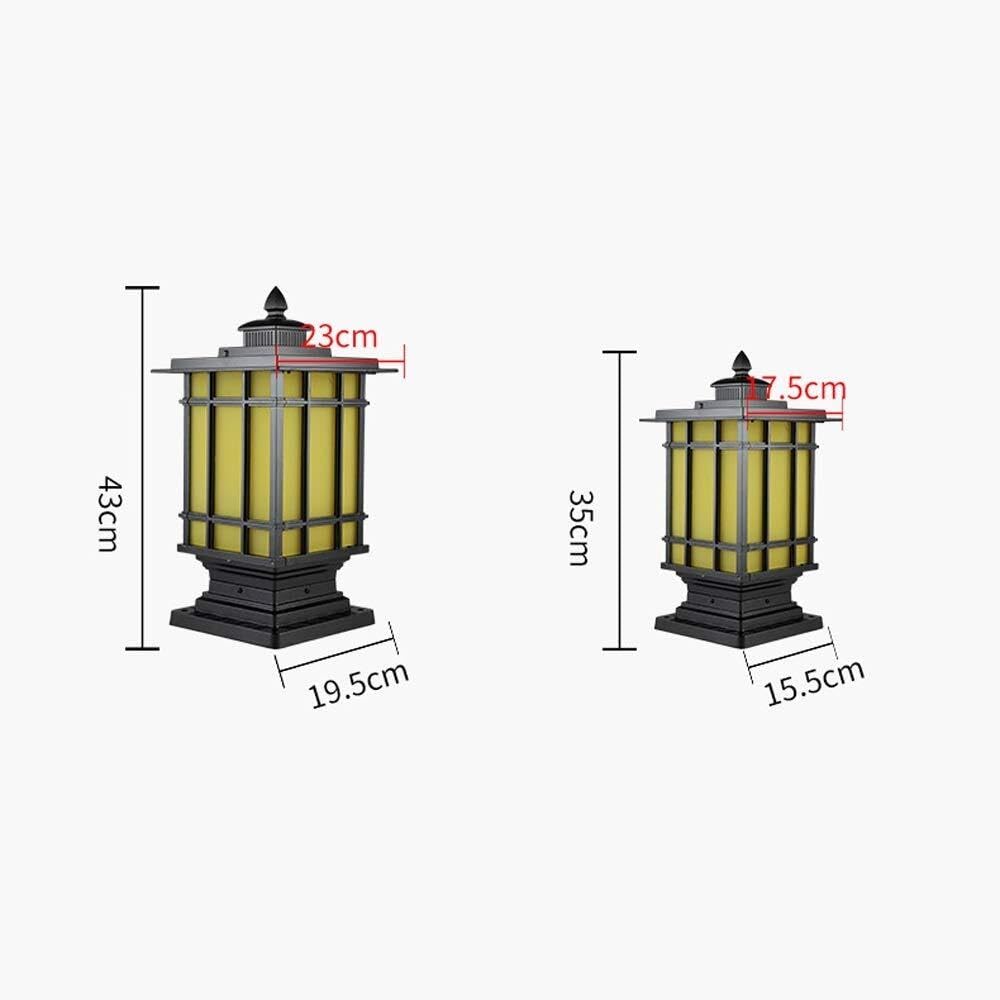 Palo Luce Luci A Colonna in Vetro Quadrato Lampada da Palo per Esterni in Alluminio Giardino per Paesaggio Europeo Esterno Giardino(Black,15.5 * 35cm)