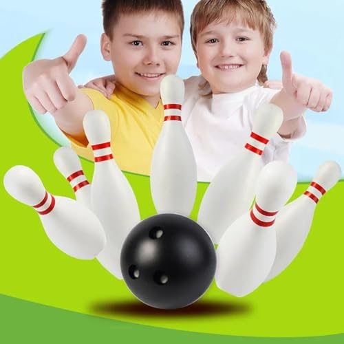 Image of SNOOGG 18 CM - 9 Inch Portable Indoor Outdoor Kids Bowling Set, 10 Pin & 2 Balls - Educational Sports Game & Interactive Learning Toy Gift for Lawn Activities & Party Favors