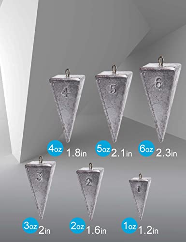 Beoccudo Fishing Weights Pyramid Sinkers, Surf Fishing Weights Catfish Rig Sinkers Fishing Saltwater, 1-Ounce, 10-Pack #TOP2
