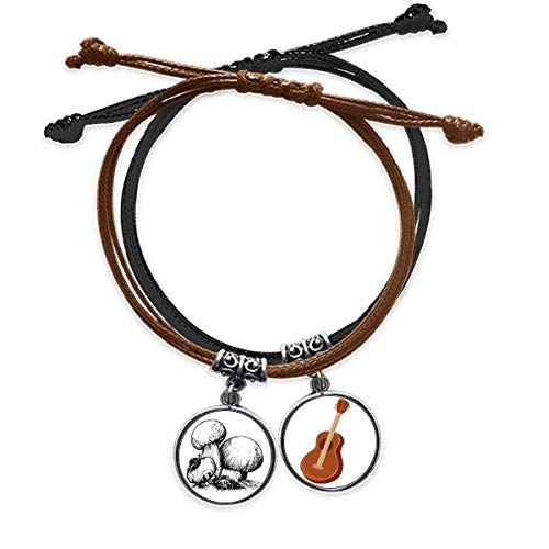 Pulsera de cuerda estilo guitarra con cadena de cuero e ilustración