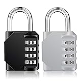 ZHEGE Combination Lock 2 Pack, 4 Digit Outdoor Combination Padlock for Gym, School, Gates (Black and...