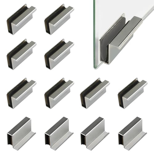 Image of 12Pcs Glass Finger Edge Pull Cabinet Finger Pull Handle Glass Door Clips Cabinet Latch Clamp Concealed Handle for Display Glasscase Door (Pearl Nickel)