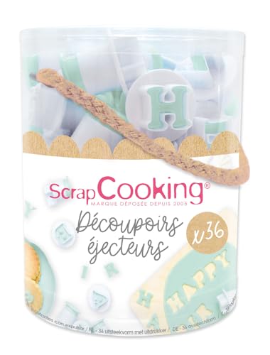 ScrapCooking - Cubo de 36 cortadores de letras y números