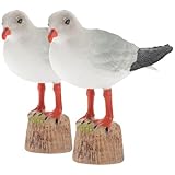 LUOZZY 2pcs Seagull Statue Decor Plastic Nautical Bird Figurine Crafts Layout Props Garden Decoration