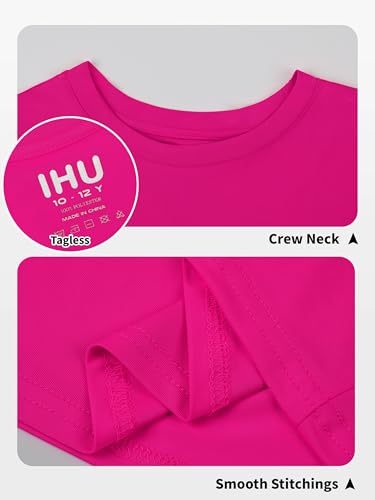 Image of Boys Neon Shirts Dry Fit Athletic T Shirts UPF 50+ Performance Cooling Shirt Short Sleeve Rash Guard Kids Top for Boys Girls