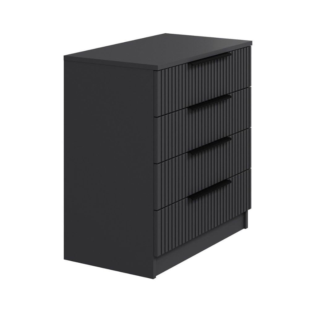 Cassettiera 4 cassetti Kale Antracite Effetto cannettato 72x42x77H