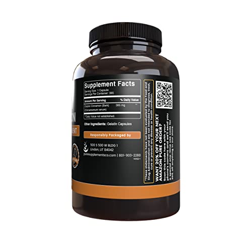 Pure Original Ingredients Ceylon Cinnamon (365 Capsules) No Magnesium Or Rice Fillers, Always Pure, Lab Verified #TOP3