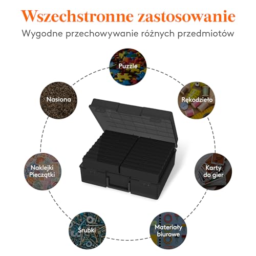 Lifewit Pojemnik do Przechowywania Zdjęć 10 x 15 cm Pojemnik na Zdjęcia, 18 Wewnętrznych Miejsc na zdjęcia, Czarny Pudełka na Przechowywanie, Plastikowy Organizer z Naklejką Etykiety 1-arkuszowej