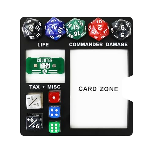 SIXPOINTS Commander Essentials Kit, Life Counter Tray Board for MTG Commander EDH,All-in-One Game Tracker with Damage,Tax,Token,Card Zones,for Magic The Gathering, TCG, RPG, Card Games Accessories