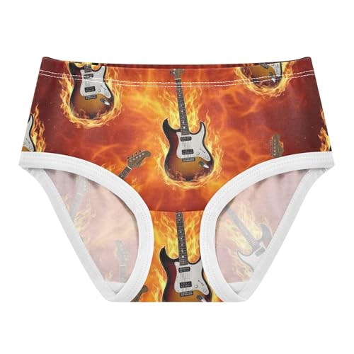 Cotton Girls Underwear Toddlers Electric Guitars Red Flames Panties for Girl Print Briefs Underpants 2t