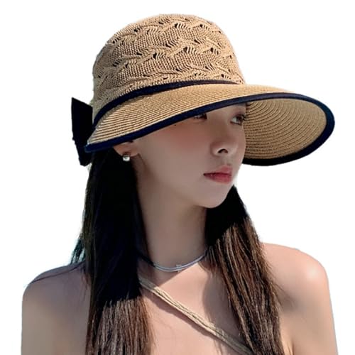 miuans Beach Hats for Women, Straw Sun Hat Wide Brim Sun Hat Women Summer Hats for Women Sun Protection Packable 2024 Coffee, 7-7 3/8