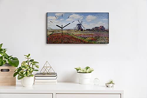 Horloge sur toile 60x30cm décoration murale silencieuse pour chambre et bureau - 4