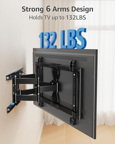 Image of MOUNTUP Ultra Slim TV Wall Mount for Most 37-90 inch TVs, 1.1 inch Thin Low Profile Full Motion TV Mount Bracket, Dual Swivel Articulating Arms with Tilt, Fits 16 inch Studs, Max VESA 600x400mm Holds 132lbs