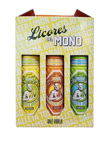 Licores del Mono Pack de 3 sabores Galleta, Hierbas y Limón 70cl