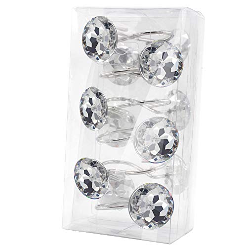 Beavo Acrylic Fashion Decorative Home Rolling Transparent Shower Curtain Hooks Rhinestones Bathroom Bath Baby Room Bedroom Living Room Decor Set Of 12 Rings (Transparent) #TOP6