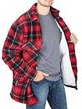 Hazy Blue Baxter Mens Fleece Lined Jacket - Lumberjack Shirt & Work Shirt Style - Casual Sherpa Classic Fleece Outerwear with Durable & Comfortable Design - RED - L