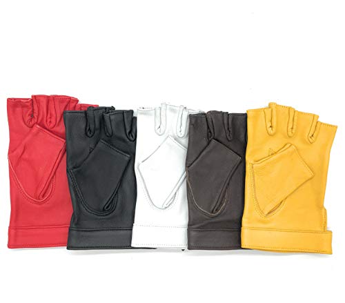 Sportsimpex Women Soft Leather Half Finger Fingerless Driving Texting Touch Screen Gloves Fashion Costume Cosplay (BLACK, MEDIUM)