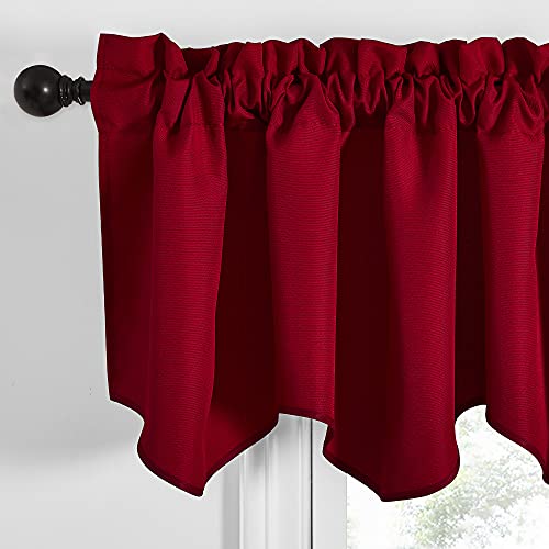 Nicetown Window Valances For Kitchen, Solid Rod Pocket Waterproof Farmhouse Short Small Curtain Valance For Living Room/Bedroom/Christmas, 52" Width X 18" Length, Red, 4 Pieces #TOP4