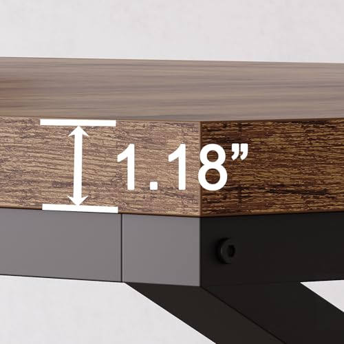 Image of HSH Large Rustic Brown Computer Desk, 78 Inch Extra Long Metal Wood Desk for Home Office, Two Person Executive Writing Study Gaming Desk Table, Bedroom Living Room PC Laptop Dual Monitor Desk