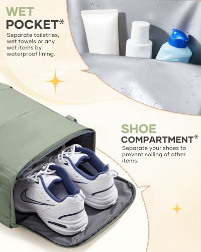 Image of coofay Large Travel Backpack For Women Men Airline Approved Carry On Backpack Flight Approved Waterproof Sports Luggage Backpack Casual Daypack Small Hiking Backpacks Grey Green