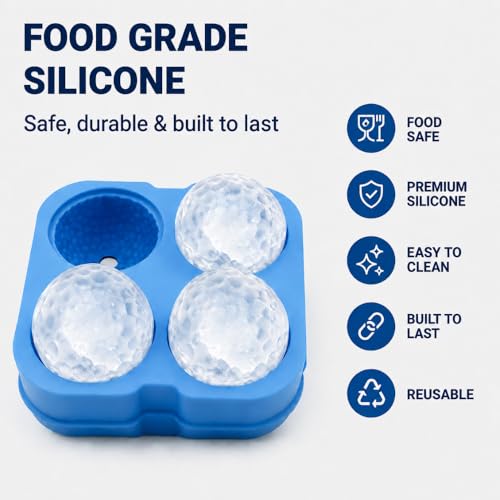 Molde de hielo golf esfera silicona 4 cavidades con tapa miniatura 4