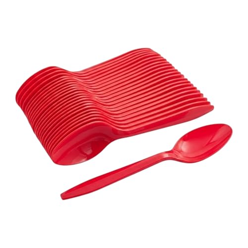 The Baker Celebrations Plastic Teaspoons Red Spoons 50-Pack