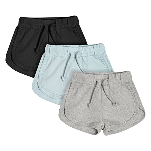 Image of Teach Leanbh Baby Boys Girls 3 Pack Athletic Shorts Cotton Soild Color with Drawstring