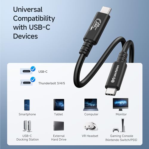 Image of Cable Matters [USB-IF Certified] 20Gbps USB4 Cable, 6.6ft | [8K@30Hz / 4K@120Hz Video, 240W Charging, 20Gbps Data Transfer] USB 4 Cable Compatible with Thunderbolt 4, MacBook, XPS