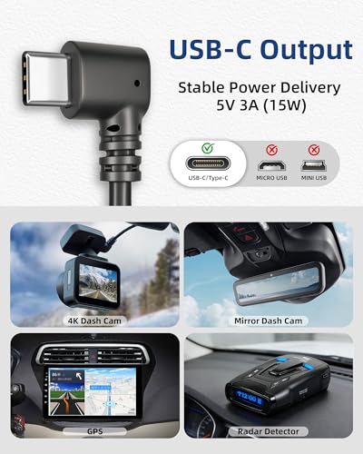 Dash Cam Hardwire Kit USB C – Acc Power Cable with 24H Parking Mode & Low Voltage Protection, Compatible with Redtiger, Wolfbox, Vanture and Most Dash Cameras, 4 Fuse Tap Sets - image 6