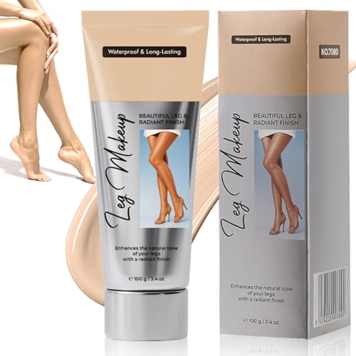 Maquillaje de Piernas Resistente al Agua, Cubre Venas Varicosas/Cicatrices/Tatuajes en Piernas y Cuerpo, Fácil de Aplicar, Sin Transferencia, Corrector de Cobertura Completa (Brillo Claro)