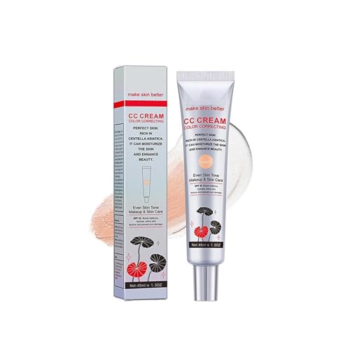 Color Correcting Changing CC Cream,Base De Maquillaje Ligera De Cobertura,Tono De Piel Uniforme,Crema Cc Con Centella AsiáTica,Potencia La Luminosidad,45ML