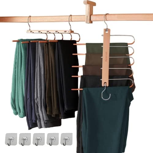 Multirack 2 Pack Wood Pants Organizer for Closet Mens