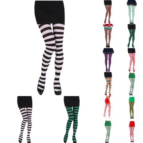 Christmas Striped Tights for Women High Waist Stretch Pantyhose for Party - image 1