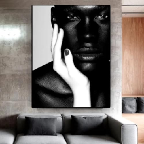 Toile homme africain noir et blanc 80x120 cm pour décoration élégante