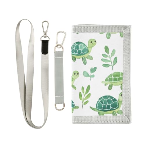 ALAZA Kids Wallets for Boys Girls Toddler Trifold Wallet Children Small Cute Turtle Watercolor with Zipper Coin Pocket
