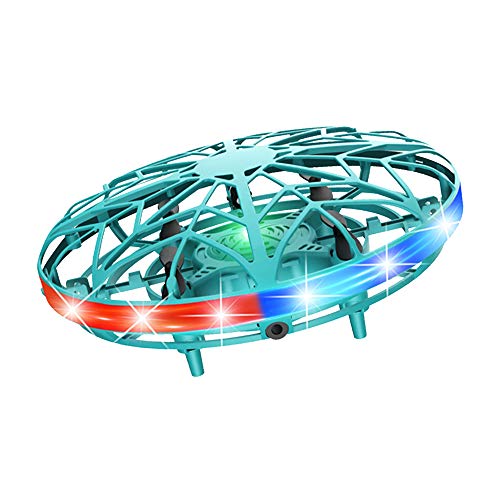 Mini Drônes pour Enfants UFO Mini Drone Enfant UFO de Lumières Colorées Jouet Hélicoptères Drone Flying Jouet Volant Jeux Exterieur Interieur Cadeau d'anniversaire Garcon Fille 3 4 5 6 7 8 Ans(Vert) Cover
