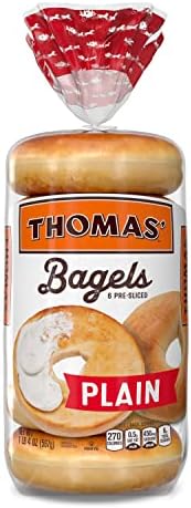 Thomas' Plain Soft & Chewy Pre-Sliced Bagels, 6 count, 3.35 Oz