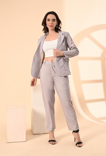 Image of Women's 3-Piece Formal Suit Set - Cotton Blend Blazer, High-Waist Pants & Camisole | Stylish Business Attire & Office Wear for Work, Interviews & Events