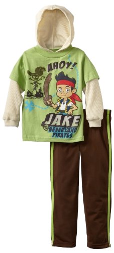 Ensemble de pantalon Jake et les Pirates Disney vert 2T en nylon pour petit garçon