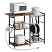 HOOBRO Bakers Rack with Charging Station, Microwave Stand with Storage, Space-Saving Coffee Bar Industrial Bread Organizer, for Dining Room, Kitchen, Black and Rustic Brown BF15UHB01G1