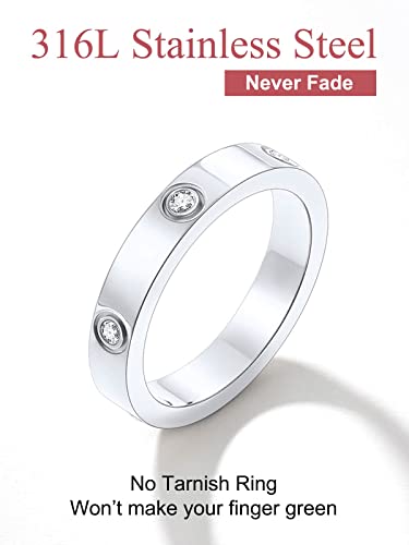 Focalook Cubic Zirconia Wedding Engagement Rings For Women Ladies Love Friendship Eternity Band Ring 4Mm Size 8 #TOP4