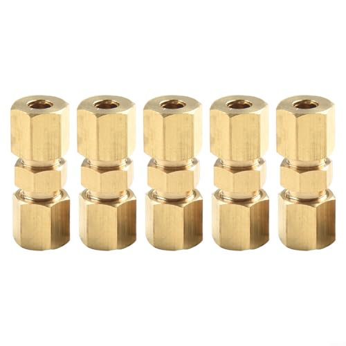 Lot de 5 raccords à compression en laiton, conçus pour les conduites de frein hydrauliques de 3/16