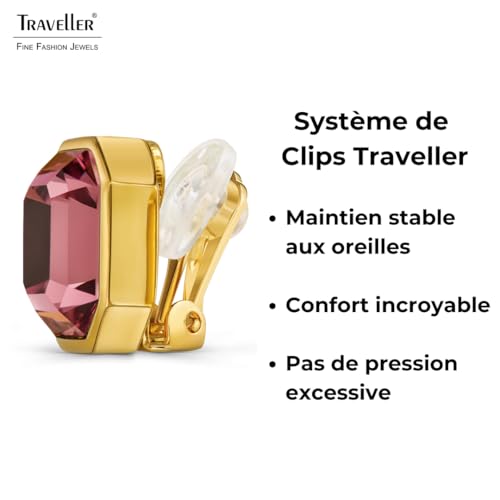 Boucles d'oreilles clip sans perçage Traveller violet améthyste plaqué or 22kt