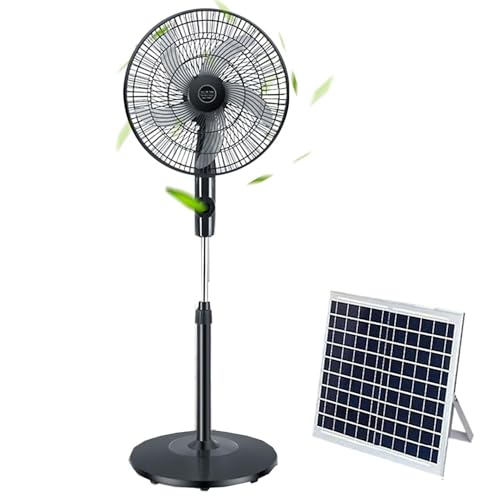 YYRHD-CZ Ventilador de Piso oscilante de 16 Pulgadas con Panel Solar, Ventilador de Exterior, Dos métodos de Carga, 3 velocidades, Apto for el hogar, la Oficina y el Exterior.