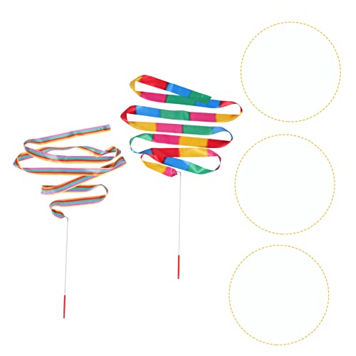 Happyyami 4 Peças Fita De Ginástica Fita Artística Varinha De Ginástica Dança Arco-Íris Fita De Gorg