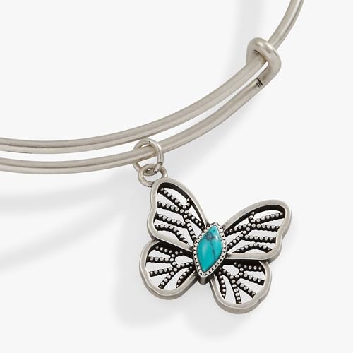 Alex and Ani Turquoise Filigree Butterfly Charm Bangle2