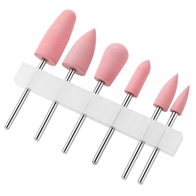 Juego de brocas de uñas, 6 brocas de goma para pulir, pedicura de manicura de 332 pulgadas, broca de silicona, adecuada para pulir y pulir uñas