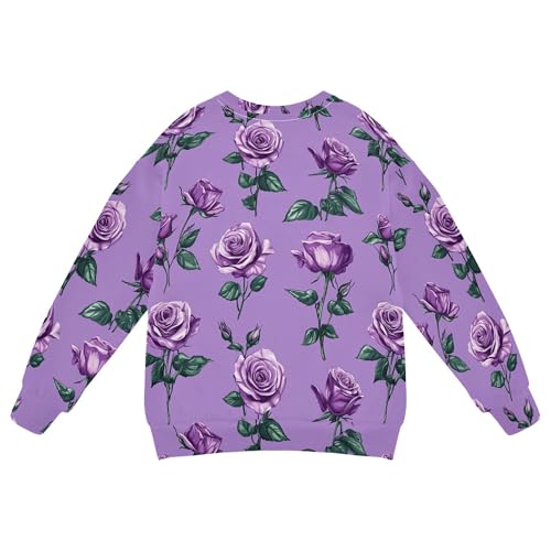 JUNZAN Beauty Rose Purple Big Boys Sweatshirts Hoodies Fleece Tops Clothing Shirts Athletic 4T2
