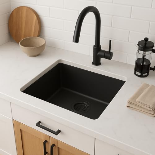 Fregadero de cocina bajo encimera de una cubeta cuadrada de acero inoxidable de 45 cm 5